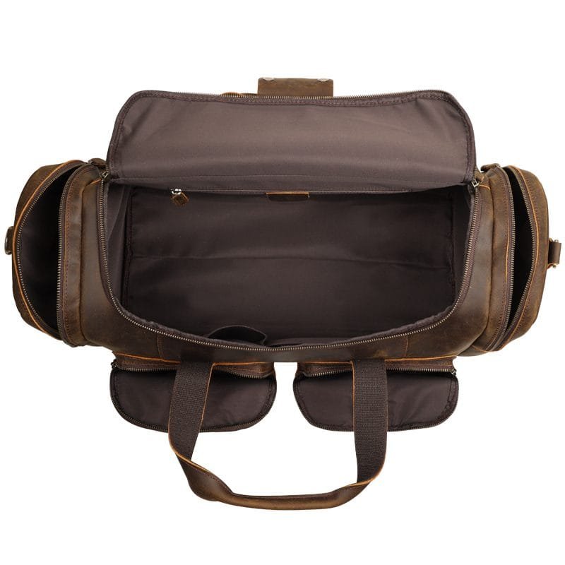 Full Grain Cowhide Leather Travel Bag Duffel Bag Weekend Outdoor for Men Article: DFL-ML003 - Image 4