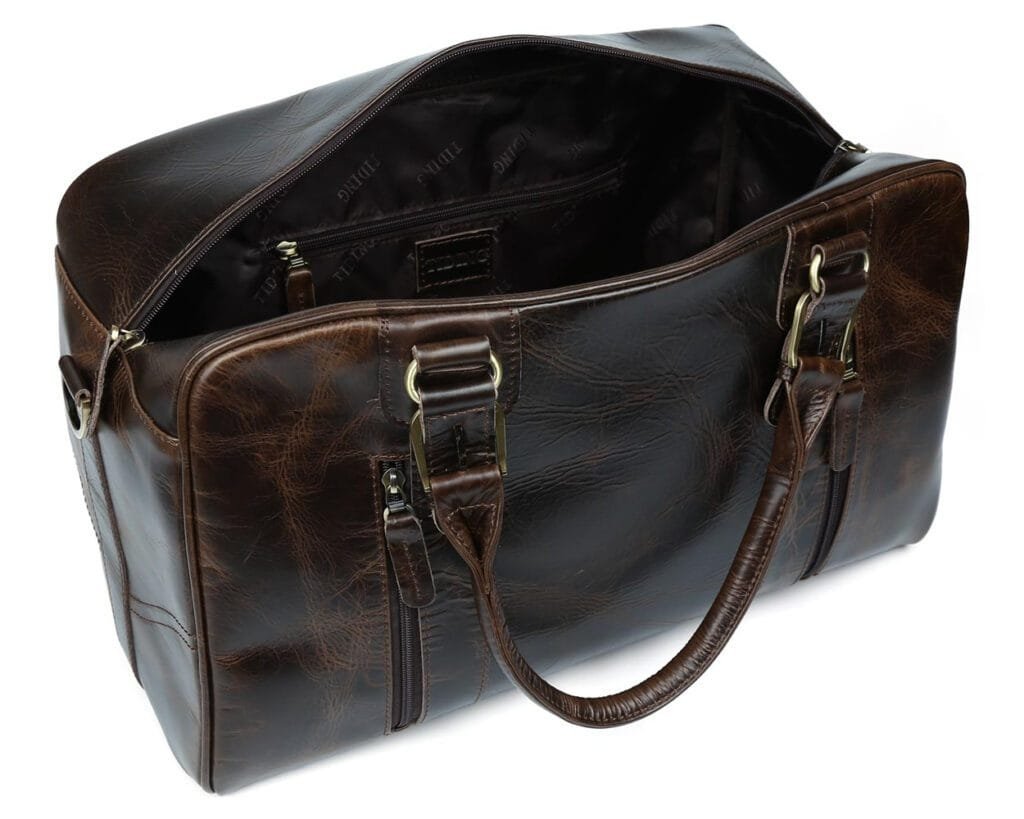 Full Grain Cowhide Leather Travel Bag Duffel Bag Weekend Outdoor for Men Article: DFL-ML004 - Image 4