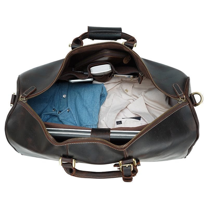 Full Grain Cowhide Leather Travel Bag Duffel Bag Weekend Outdoor for Men Article: DFL-ML005 - Image 4