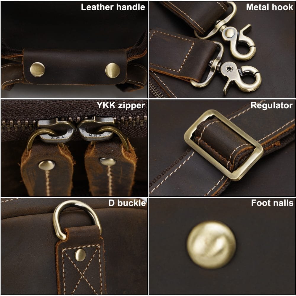 Full Grain Cowhide Leather Travel Bag Duffel Bag Weekend Outdoor for Men Article: DFL-ML008 - Image 5