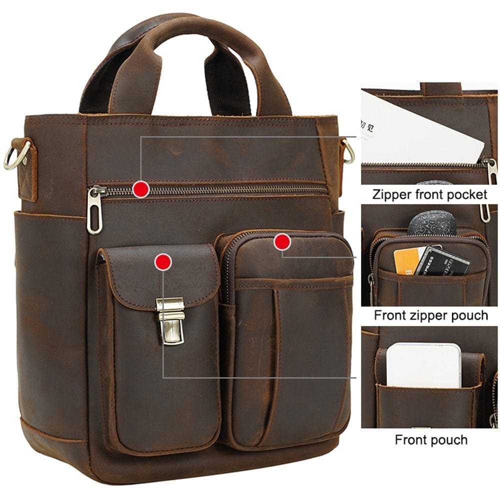 Full Grain Cowhide Leather Handmade Men Messenger Crossbody Satchel Bag Article: SCB-ML008 - Image 5