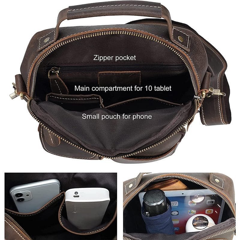 Full Grain Cowhide Leather Handmade Men Messenger Crossbody Satchel Bag Article: SCB-ML014 - Image 5