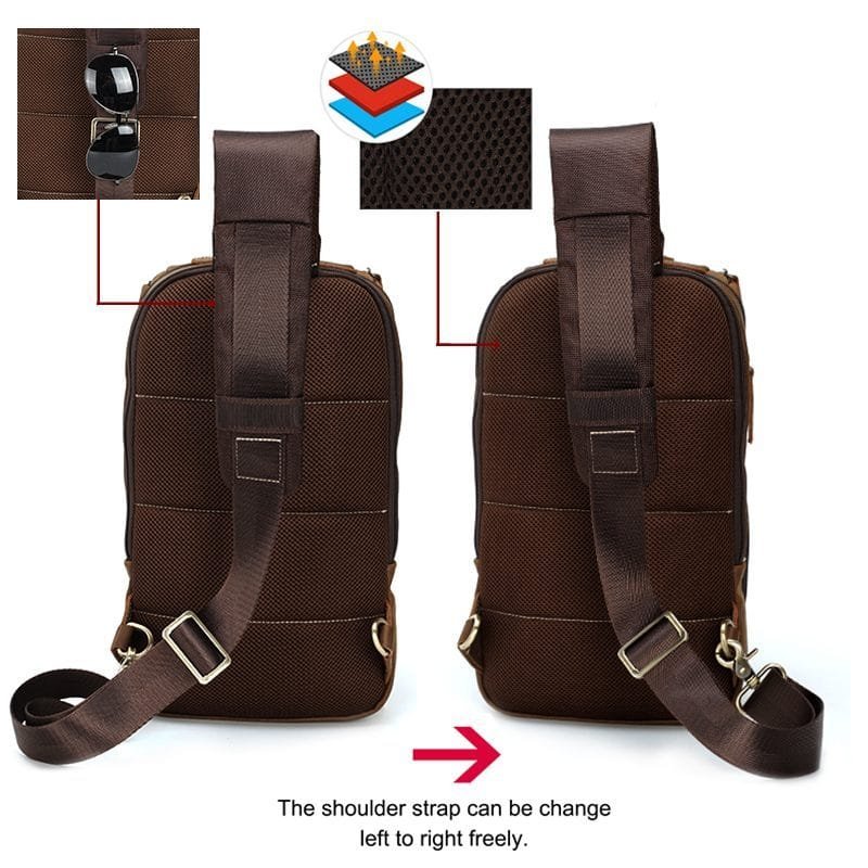 Full Grain Cowhide Leather Crossbody Sling Chest Pack One Shoulder Bag Article: SCB-ML016 - Image 5