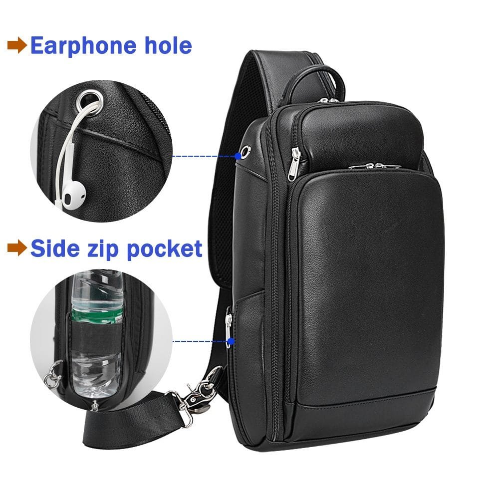 Full Grain Cowhide Leather Crossbody Sling Chest Pack One Shoulder Bag Article: SCB-ML017 - Image 5