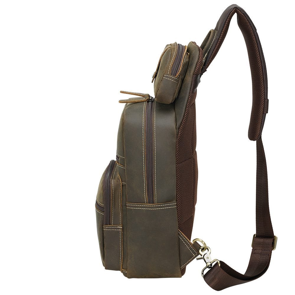Full Grain Cowhide Leather Crossbody Sling Chest Pack One Shoulder Bag Article: SCB-ML019 - Image 5
