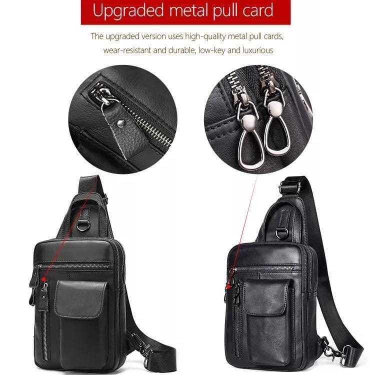 Full Grain Cowhide Leather Crossbody Sling Chest Pack One Shoulder Bag Article: SCB-ML020 - Image 5
