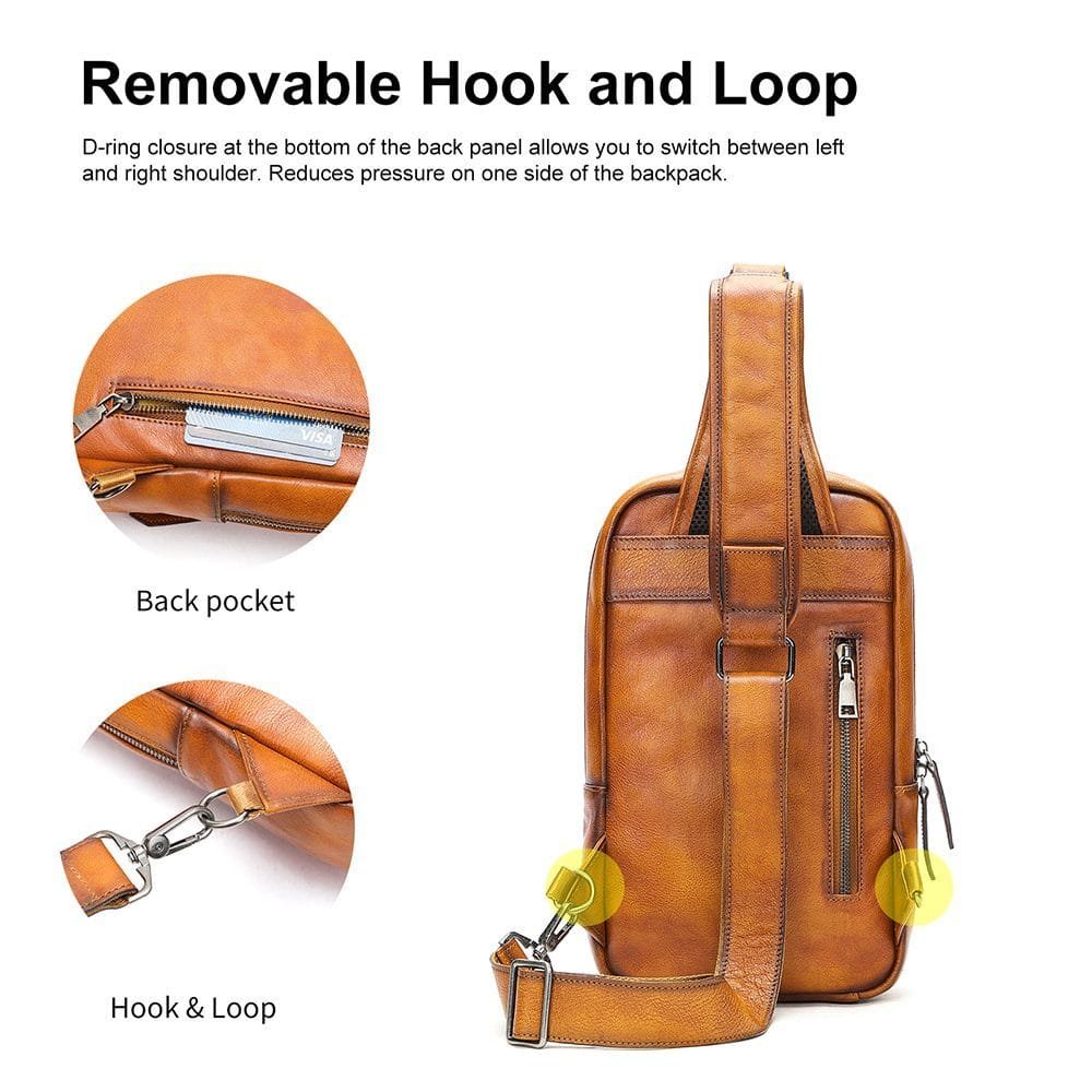 Full Grain Cowhide Leather Crossbody Sling Chest Pack One Shoulder Bag Article: SCB-ML025 - Image 5