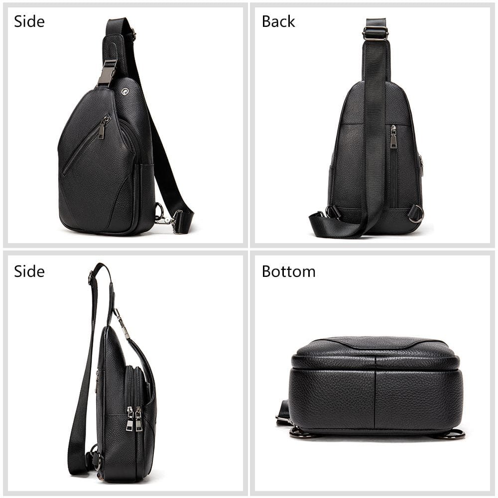 Full Grain Cowhide Leather Crossbody Sling Chest Pack One Shoulder Bag Article: SCB-ML026 - Image 5