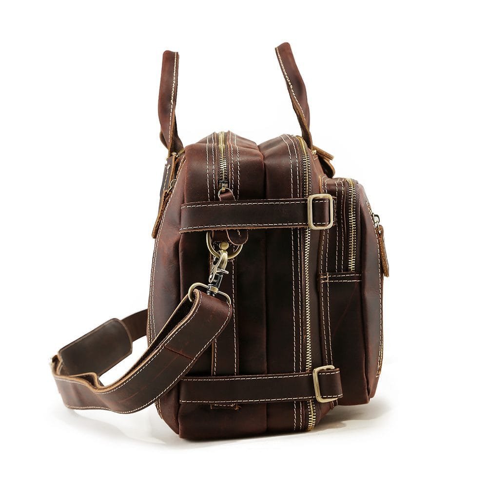 High Quality Mens Full Grain Cowhide Leather Office Laptop College Backpack Article: BPK-FL0010 - Image 4