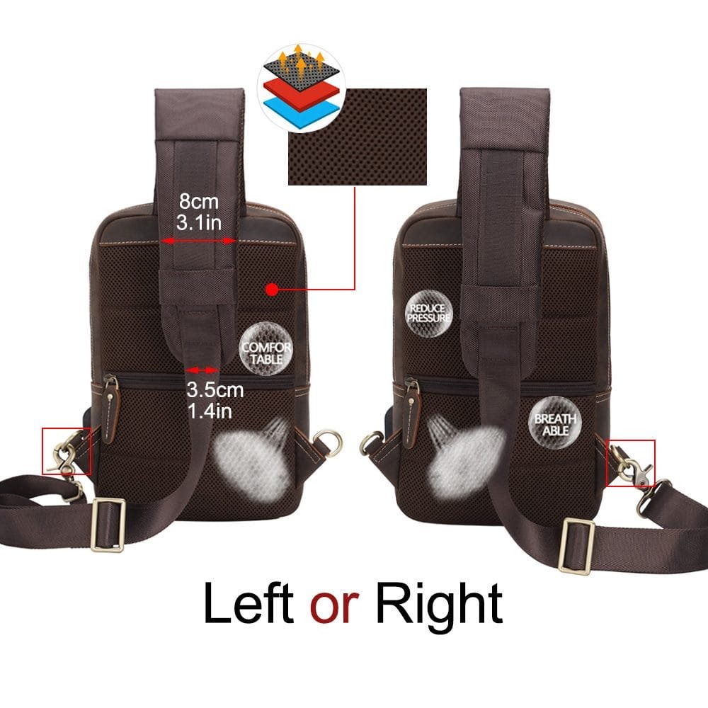 Full Grain Cowhide Leather Crossbody Sling Chest Pack One Shoulder Bag Article: SCB-ML032 - Image 5