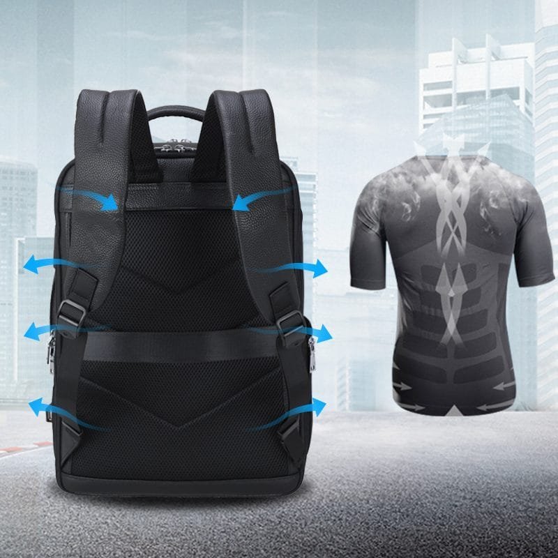 High Quality Mens Full Grain Cowhide Leather Office Laptop College Backpack Article: BPK-FL0011 - Image 6