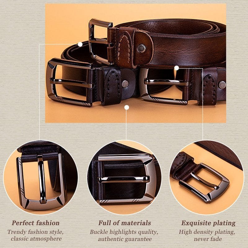 Full Grain Cowhide Leather Man Real Leather Belt Article: BT-ML014 - Image 4