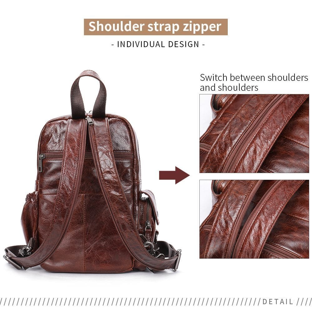 High Quality Women Vintage Full Grain Cowhide Leather Office Laptop College Backpack Article: BPKW-FL006 - Image 5
