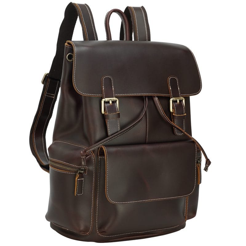 High Quality Mens Full Grain Cowhide Leather Vintage Office Laptop College Backpack Article: BPK-FL0019 - Image 4