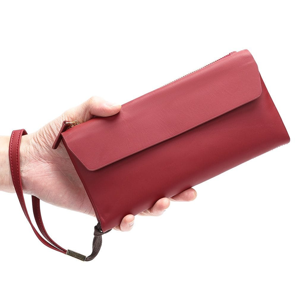 Long Zipper Girls Clutch Bag Ladies Wallet Mobile Phone Full Grain Cowhide Leather Article: WLT-FL009 - Image 5