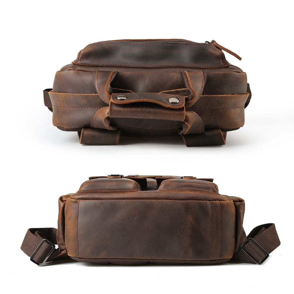 High Quality Mens Full Grain Cowhide Leather Vintage Office Laptop College Backpack Article: BPK-FL0021 - Image 4