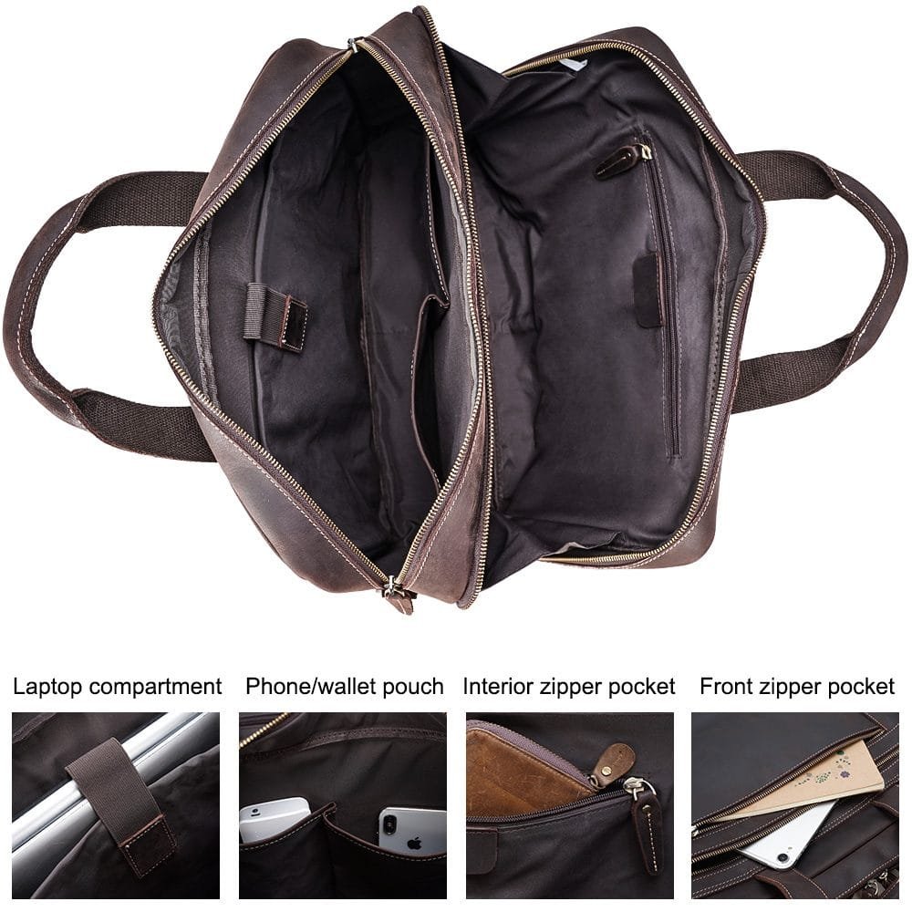 High Quality Laptop Messenger Bag Full Grain Leather Cowhide Briefcases for Men Article: MGR-UL002 - Image 5