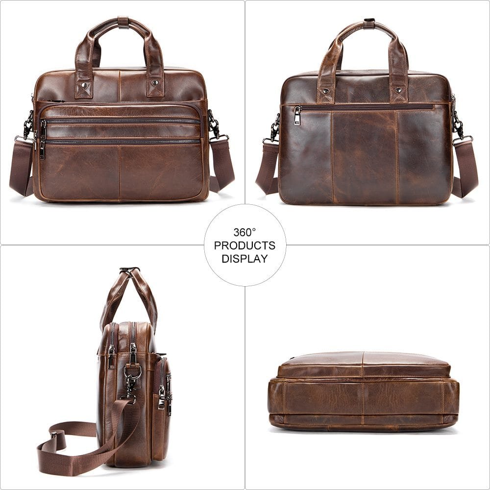 High Quality Laptop Messenger Bag Full Grain Leather Cowhide Briefcases for Men Article: MGR-UL012 - Image 4