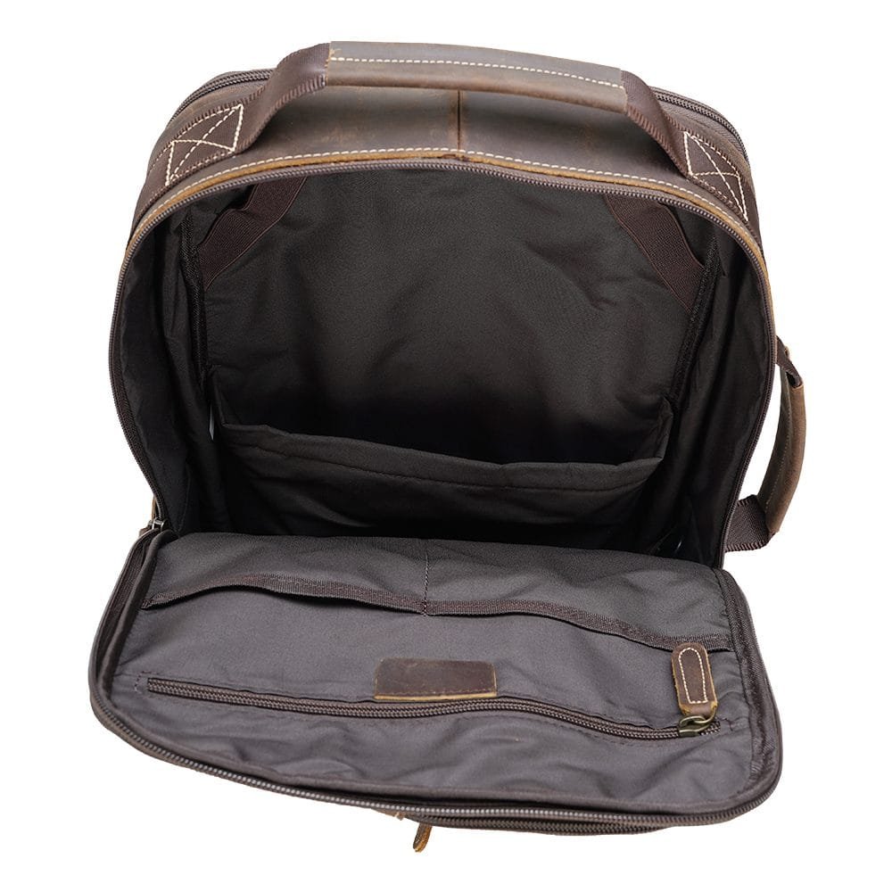 High Quality Mens Vintage Full Grain Cowhide Leather Office Laptop College Backpack Article: BPK-FL006 - Image 5