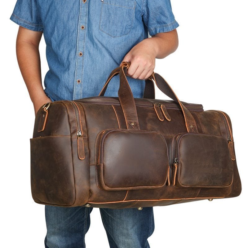 Full Grain Cowhide Leather Travel Bag Duffel Bag Weekend Outdoor for Men Article: DFL-ML003 - Image 5