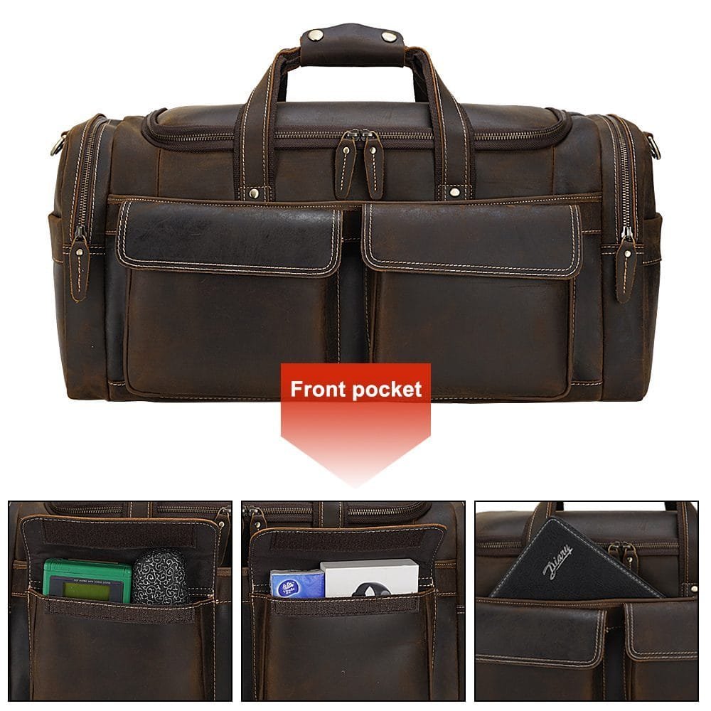 Full Grain Cowhide Leather Travel Bag Duffel Bag Weekend Outdoor for Men Article: DFL-ML008 - Image 4