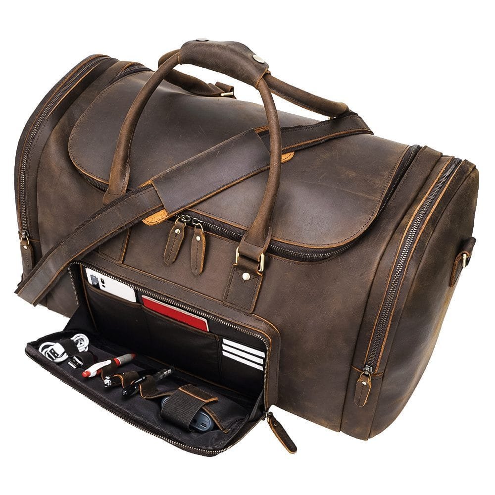 Full Grain Cowhide Leather Travel Bag Duffel Bag Weekend Outdoor for Men Article: DFL-ML010 - Image 4