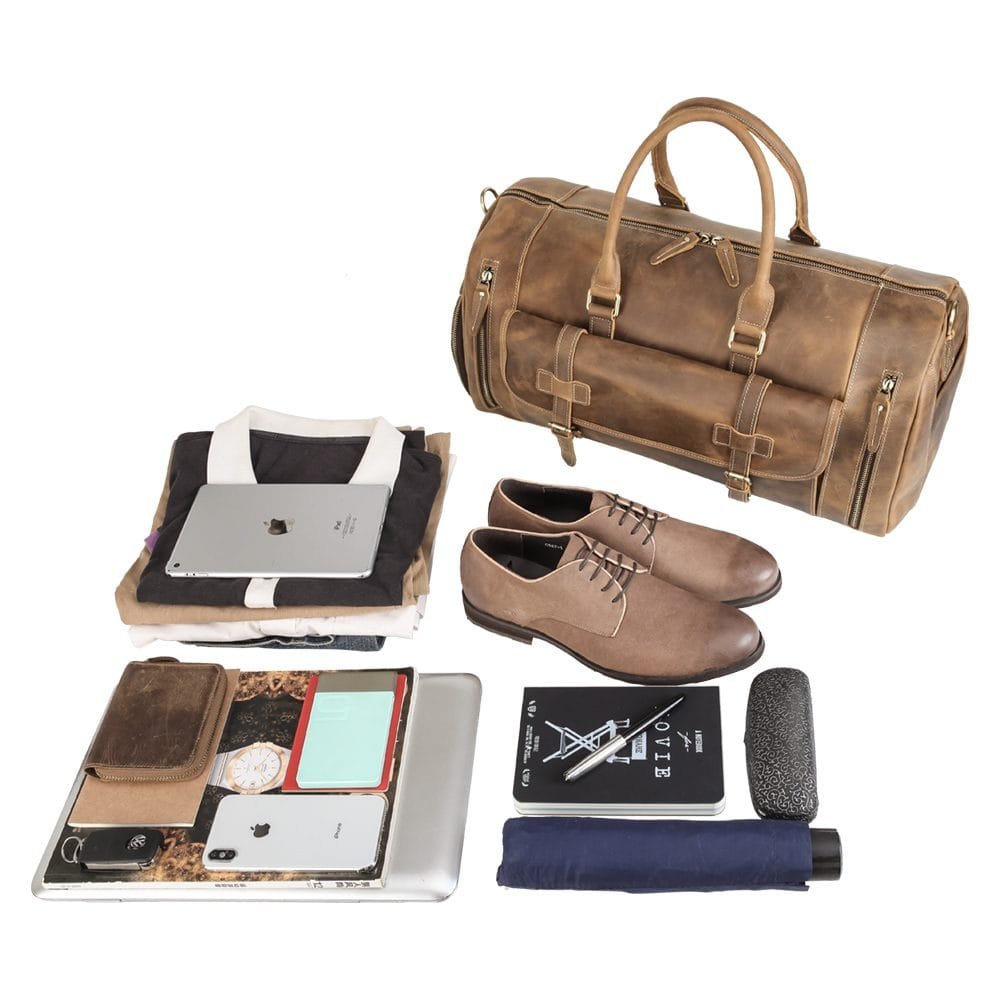 Full Grain Cowhide Leather Travel Bag Duffel Bag Weekend Outdoor for Men Article: DFL-ML011 - Image 3