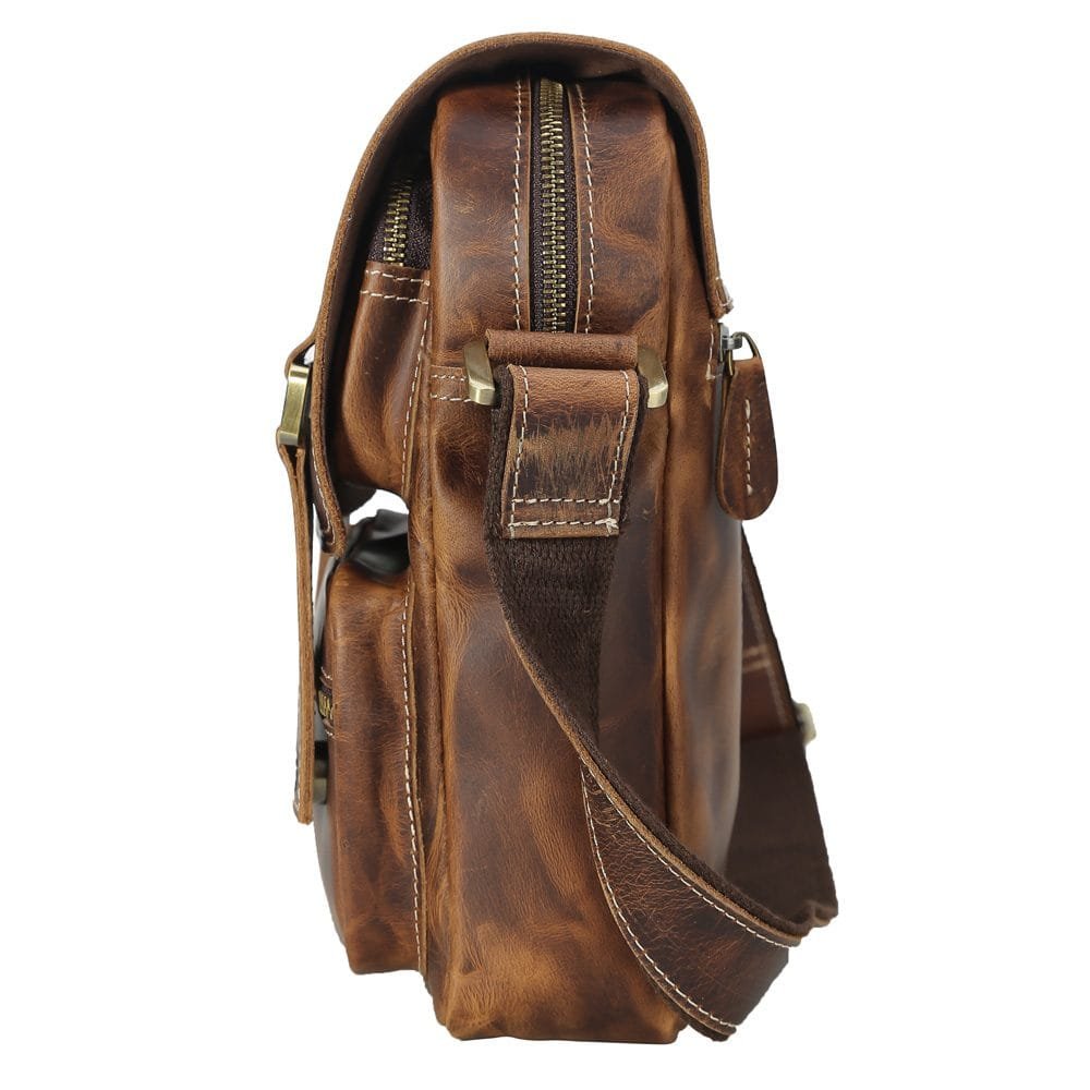 Full Grain Cowhide Leather Handmade Men Messenger Crossbody Satchel Bag Article: SCB-ML003 - Image 4
