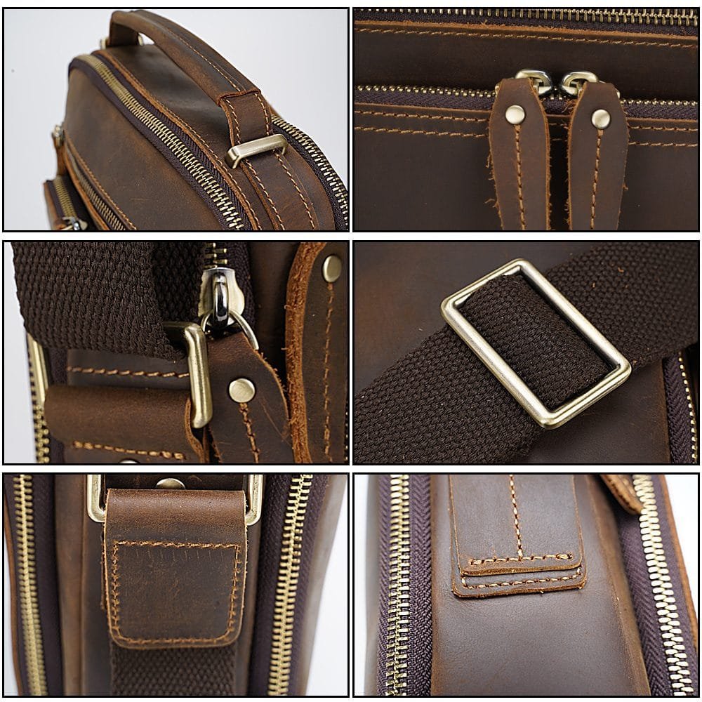 Full Grain Cowhide Leather Handmade Men Messenger Crossbody Satchel Bag Article: SCB-ML006 - Image 4