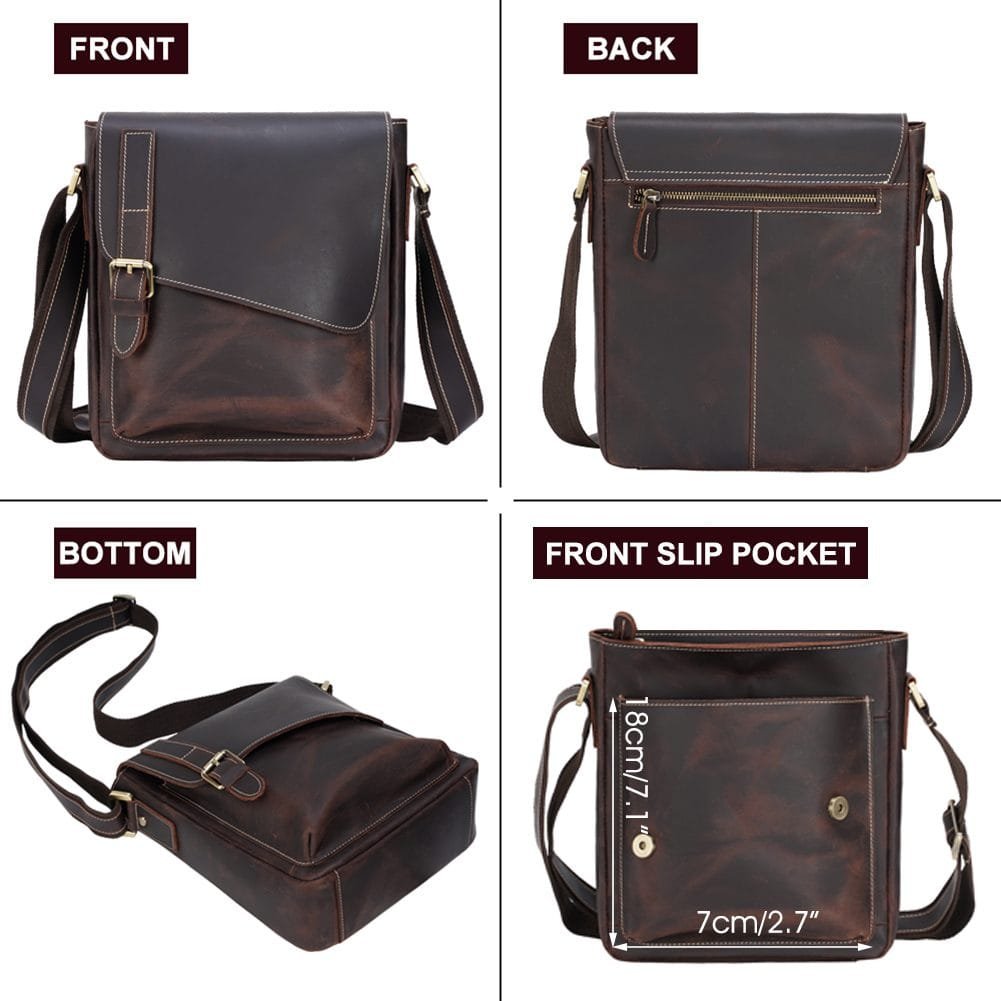 Full Grain Cowhide Leather Handmade Men Messenger Crossbody Satchel Bag Article: SCB-ML007 - Image 4