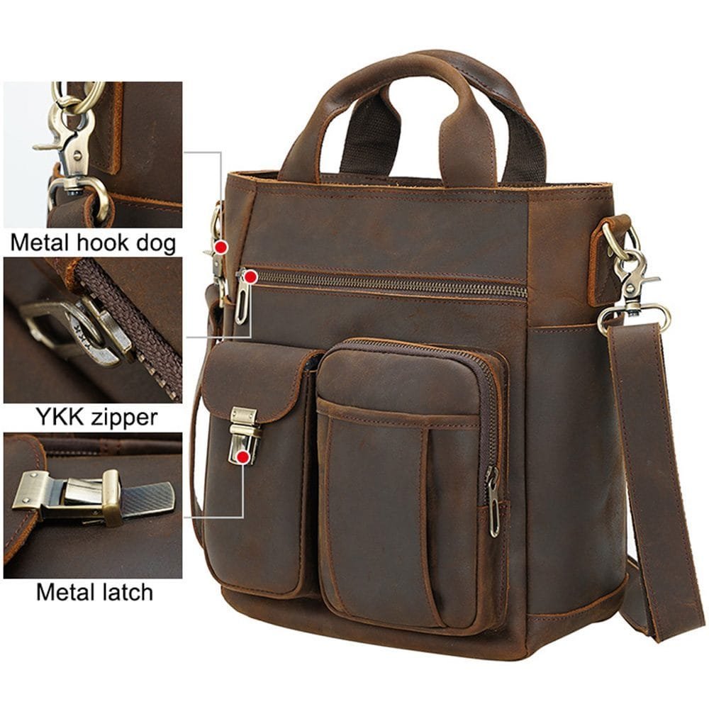 Full Grain Cowhide Leather Handmade Men Messenger Crossbody Satchel Bag Article: SCB-ML008 - Image 4