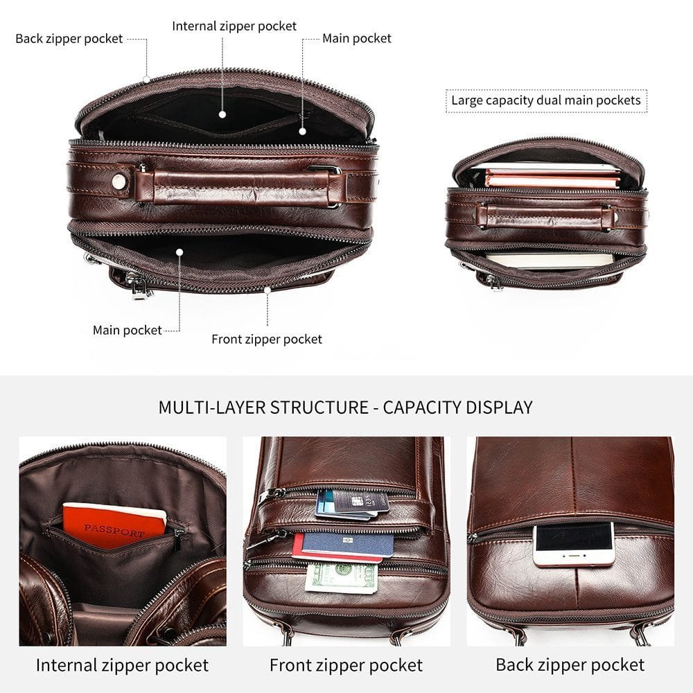 Full Grain Cowhide Leather Handmade Men Messenger Crossbody Satchel Bag Article: SCB-ML009 - Image 4