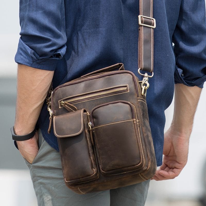 Full Grain Cowhide Leather Handmade Men Messenger Crossbody Satchel Bag Article: SCB-ML014 - Image 4