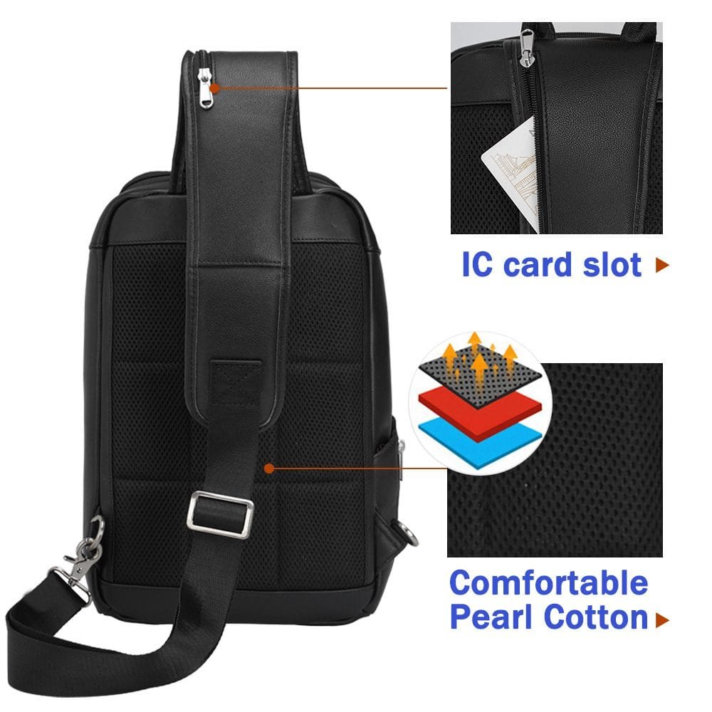Full Grain Cowhide Leather Crossbody Sling Chest Pack One Shoulder Bag Article: SCB-ML017 - Image 4