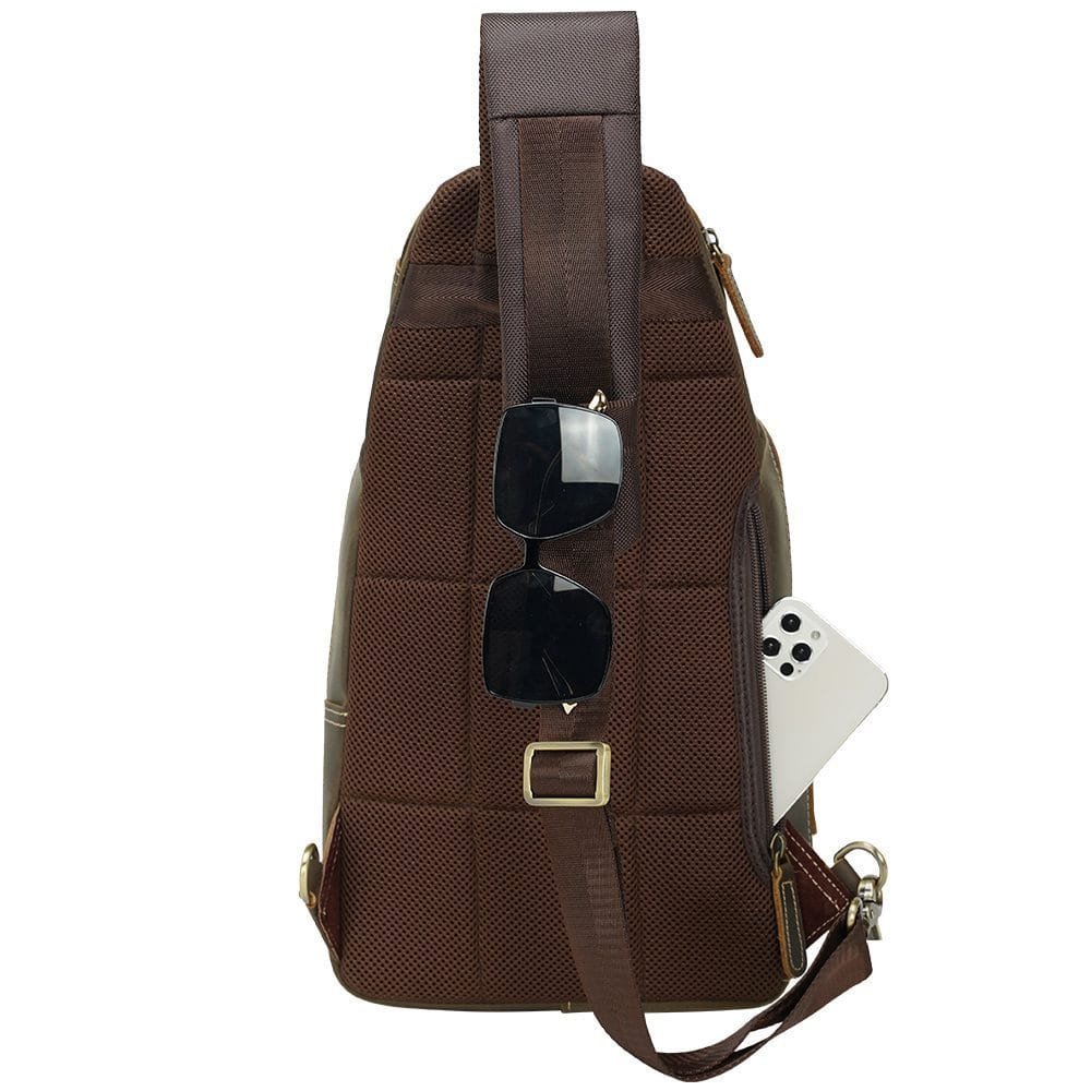 Full Grain Cowhide Leather Crossbody Sling Chest Pack One Shoulder Bag Article: SCB-ML019 - Image 4