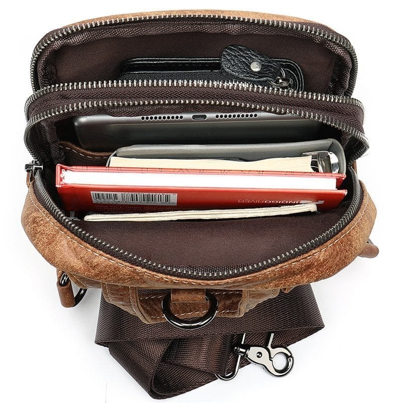 Full Grain Cowhide Leather Crossbody Sling Chest Pack One Shoulder Bag Article: SCB-ML020 - Image 4
