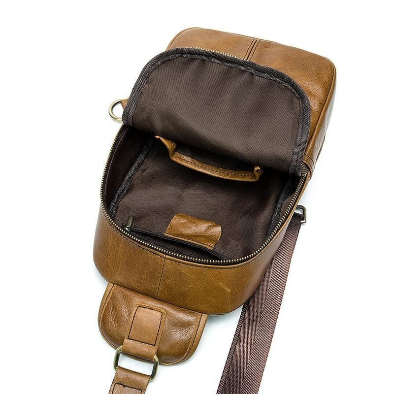Full Grain Cowhide Leather Crossbody Sling Chest Pack One Shoulder Bag Article: SCB-ML027 - Image 4