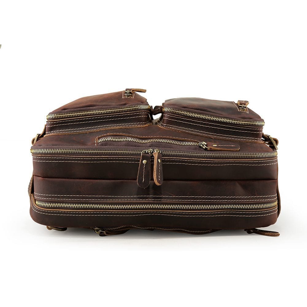 High Quality Mens Full Grain Cowhide Leather Office Laptop College Backpack Article: BPK-FL0010 - Image 5