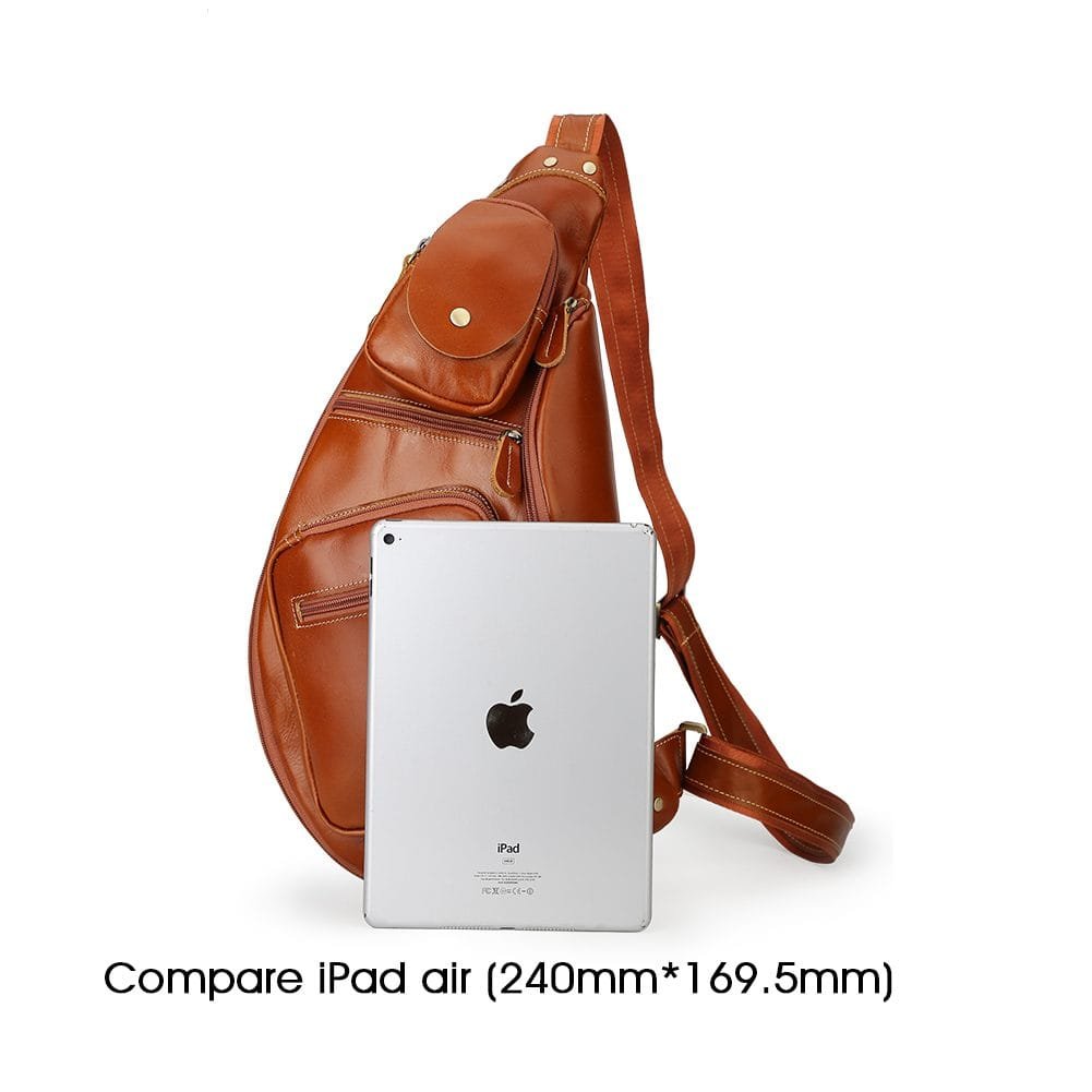 Full Grain Cowhide Leather Crossbody Sling Chest Pack One Shoulder Bag Article: SCB-ML035 - Image 5