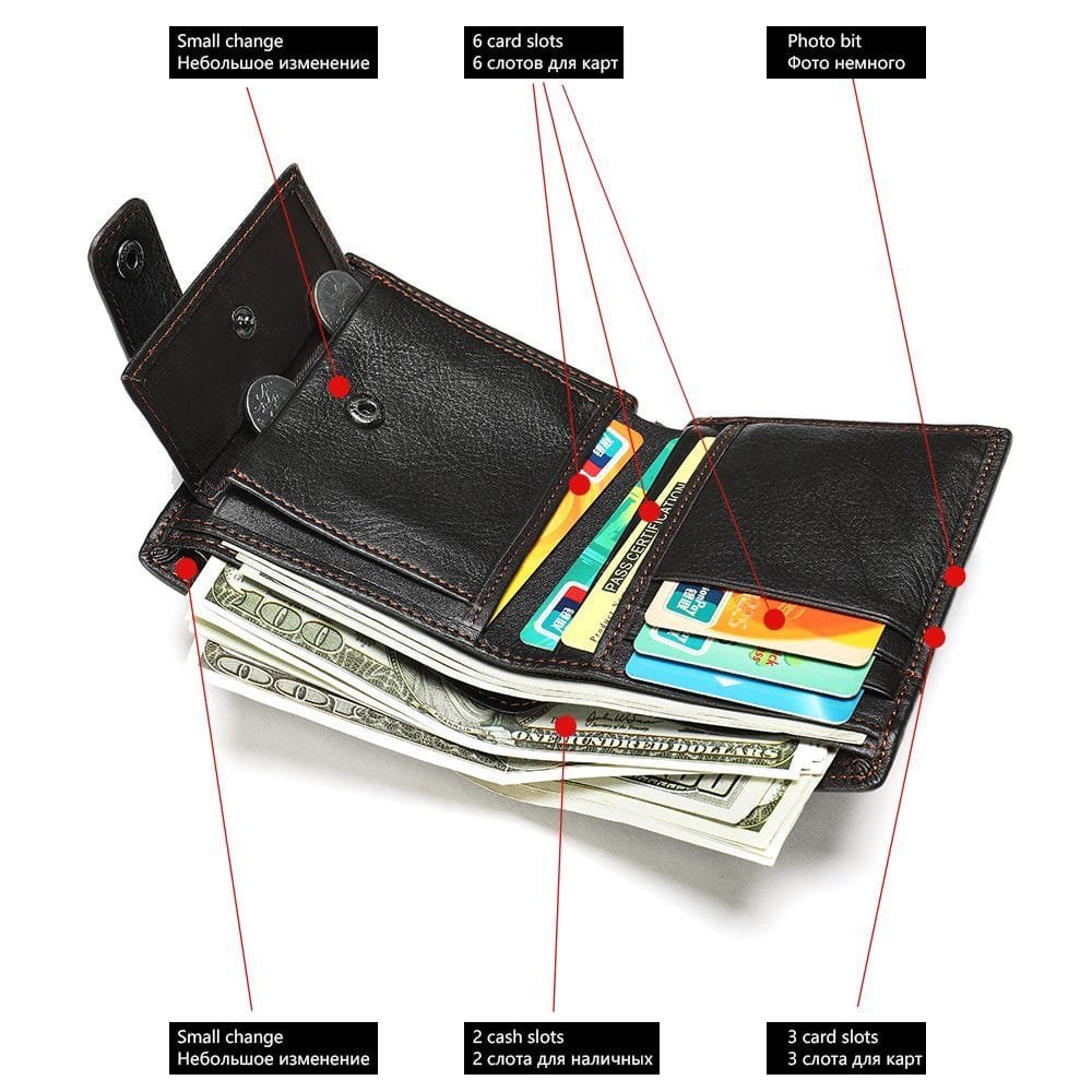 Full Grain Cowhide Leather Man Real Leather Wallet Article: WLT-ML016 - Image 4