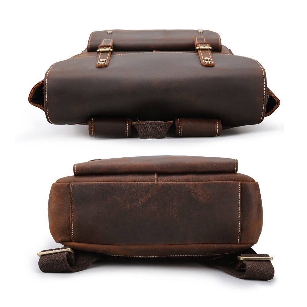 High Quality Mens Full Grain Cowhide Leather Office Laptop College Backpack Article: BPK-FL0014 - Image 6