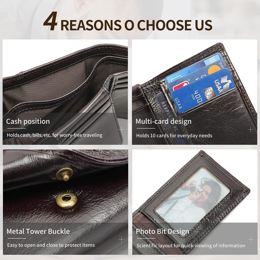 Full Grain Cowhide Leather Man Real Leather Wallet Article: WLT-ML025 - Image 6