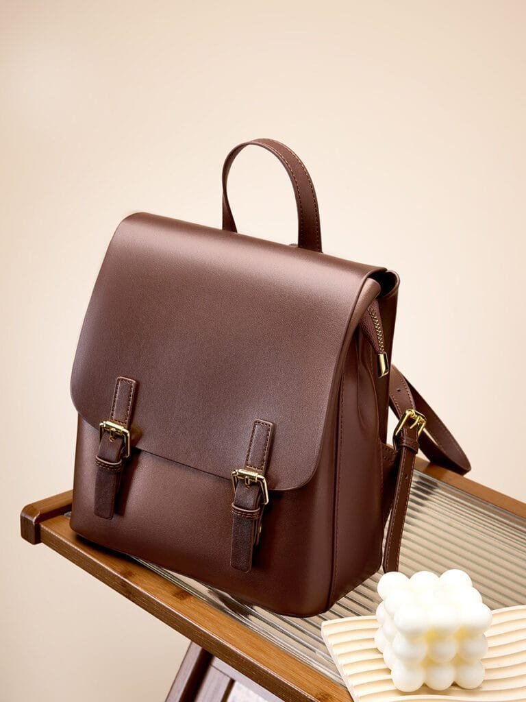High Quality Women Vintage Full Grain Cowhide Leather Office Laptop College Backpack Article: BPKW-FL003 - Image 6