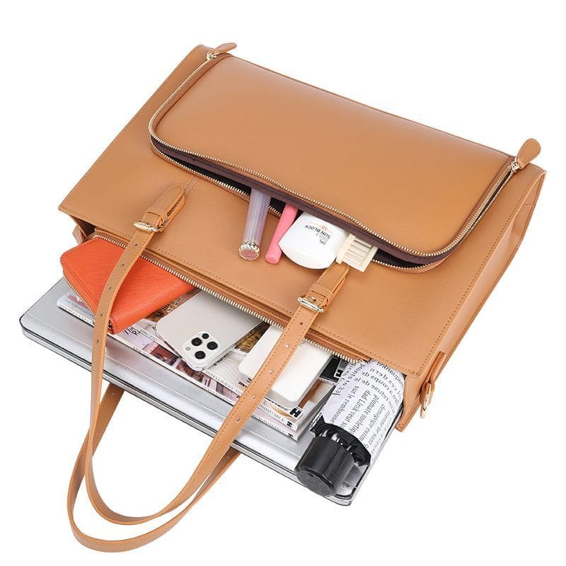 Tote Bag for Women Large Shoulder Handbag Work Full Grain Cowhide Leather Article: HT-FL007 - Image 6