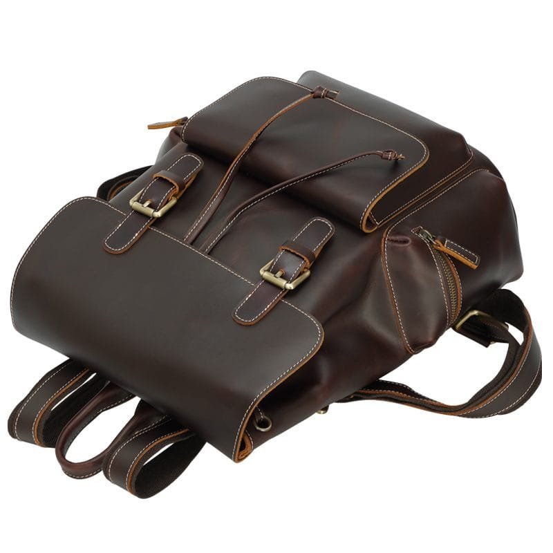 High Quality Mens Full Grain Cowhide Leather Vintage Office Laptop College Backpack Article: BPK-FL0019 - Image 5