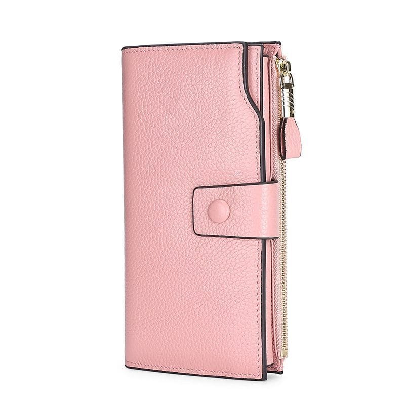Long Zipper Girls Clutch Bag Ladies Wallet Mobile Phone Full Grain Cowhide Leather Article: WLT-FL001 - Image 6