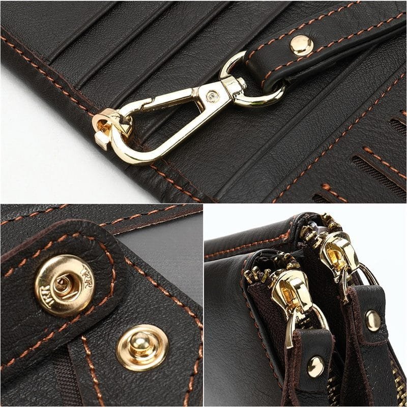 Long Zipper Girls Clutch Bag Ladies Wallet Mobile Phone Full Grain Cowhide Leather Article: WLT-FL005 - Image 5