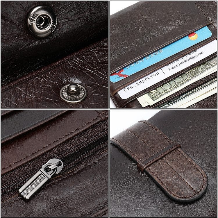 Long Zipper Girls Clutch Bag Ladies Wallet Mobile Phone Full Grain Cowhide Leather Article: WLT-FL006 - Image 6