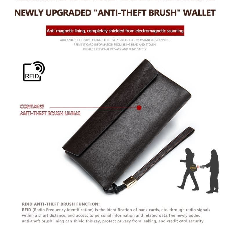Long Zipper Girls Clutch Bag Ladies Wallet Mobile Phone Full Grain Cowhide Leather Article: WLT-FL009 - Image 6