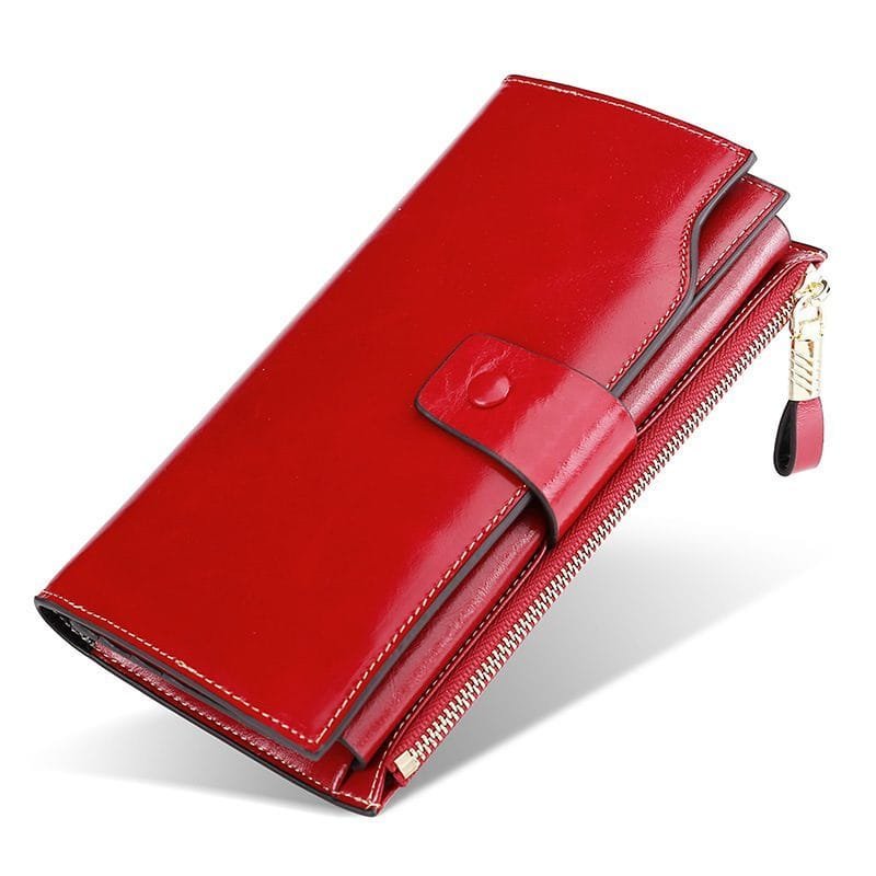 Long Zipper Girls Clutch Bag Ladies Wallet Mobile Phone Full Grain Cowhide Leather Article: WLT-FL012 - Image 6